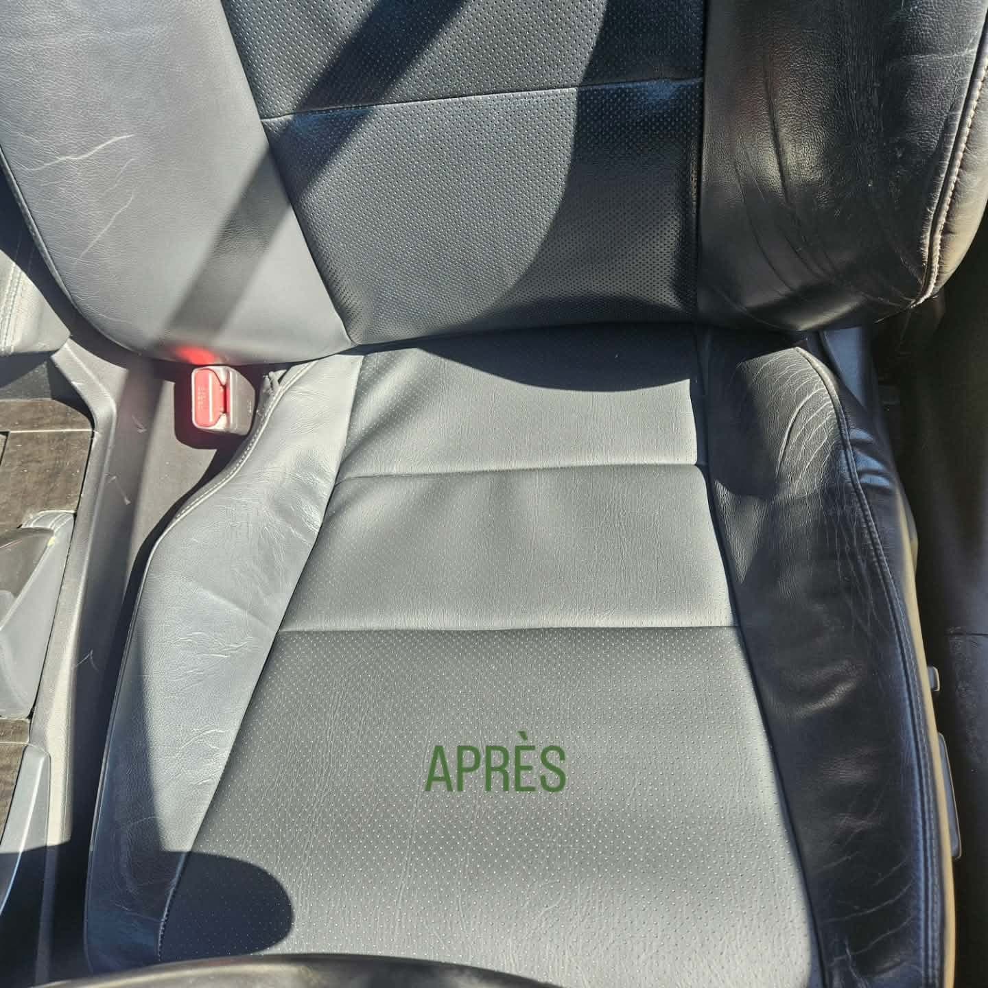 La même assise en cuir noir après changement de la pièce abîmée